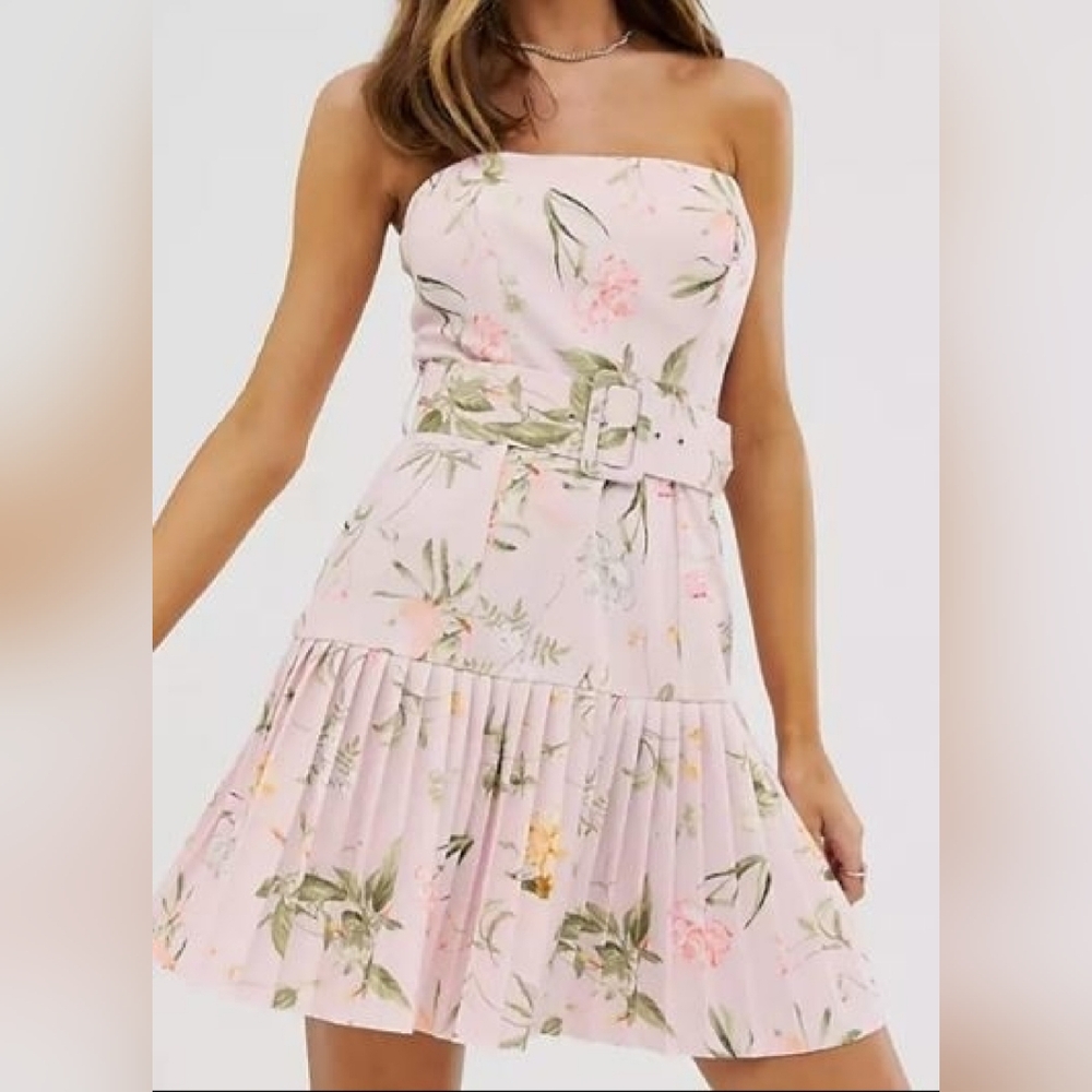 ASOS Pink Strapless Tiered Sundress for Prom